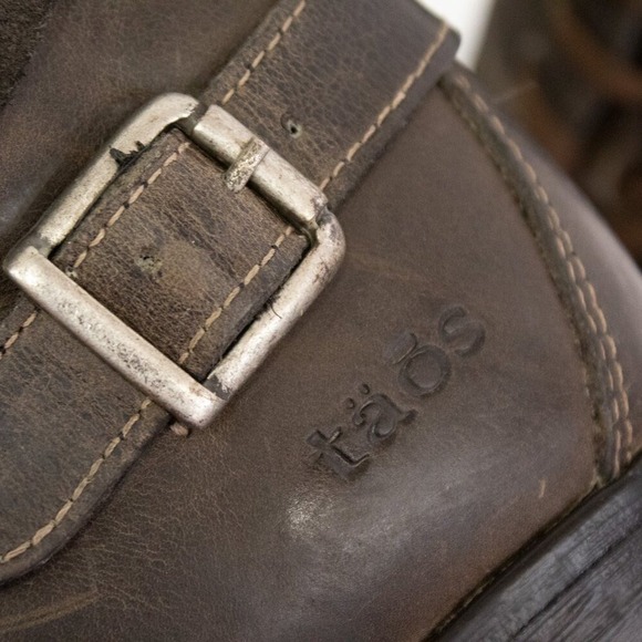 Taos Crave Boots Brown Suede Leather Cap Toe Moto Combat Booties Womens Size 6.5 - Picture 7 of 12